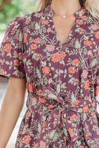 Just My Kind Burgundy Ditsy Floral Dress