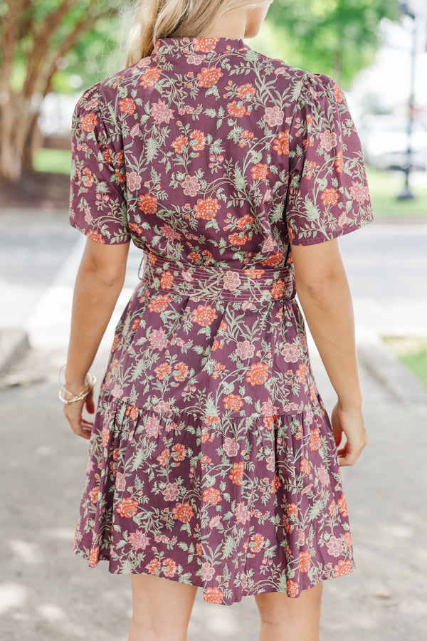 Just My Kind Burgundy Ditsy Floral Dress