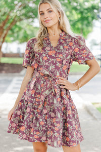 Just My Kind Burgundy Ditsy Floral Dress