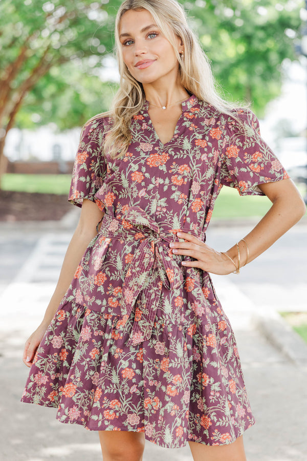 Just My Kind Burgundy Ditsy Floral Dress – Shop the Mint