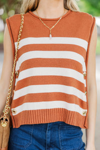 Crisp & Classic Camel Brown Striped Sweater