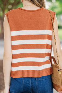 Crisp & Classic Camel Brown Striped Sweater