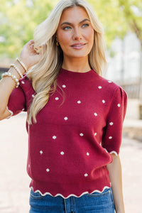 Cover Story Burgundy Polka Dot Sweater