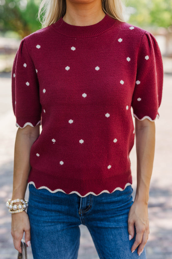 Cover Story Burgundy Polka Dot Sweater
