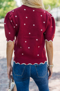 Cover Story Burgundy Polka Dot Sweater