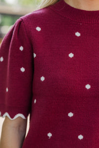 Cover Story Burgundy Polka Dot Sweater