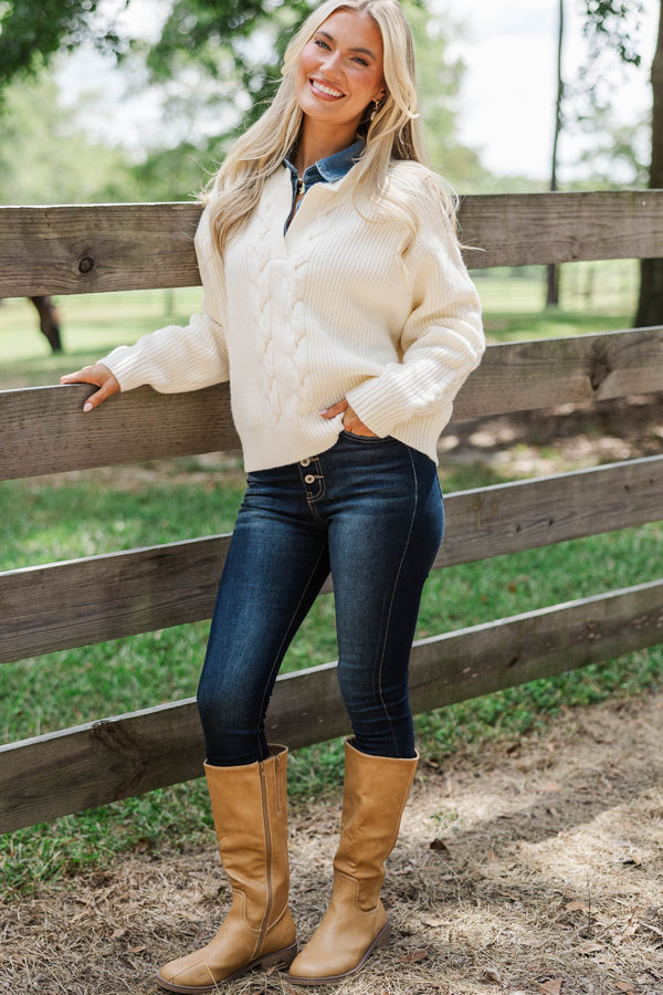 Autumn State Cream Layered Sweater
