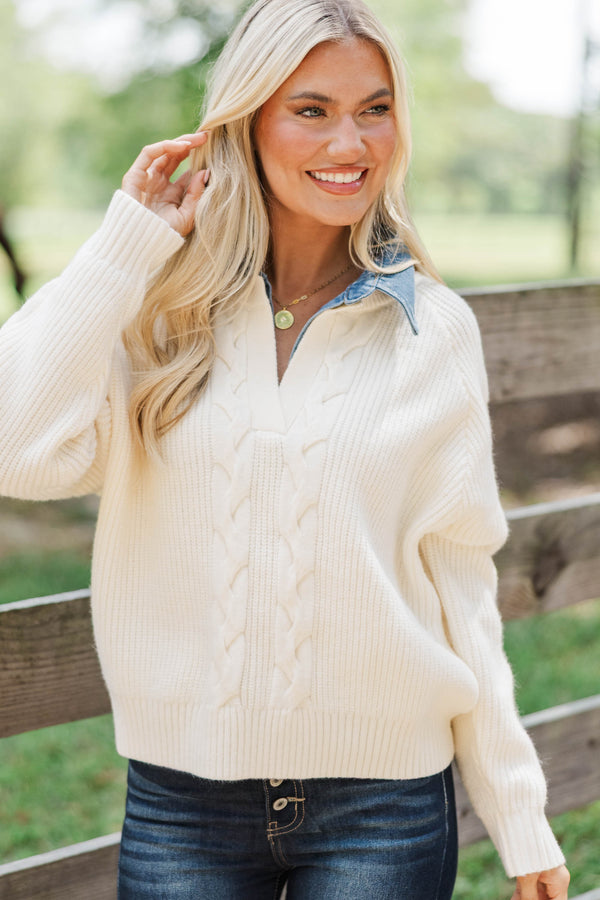 Autumn State Cream Layered Sweater