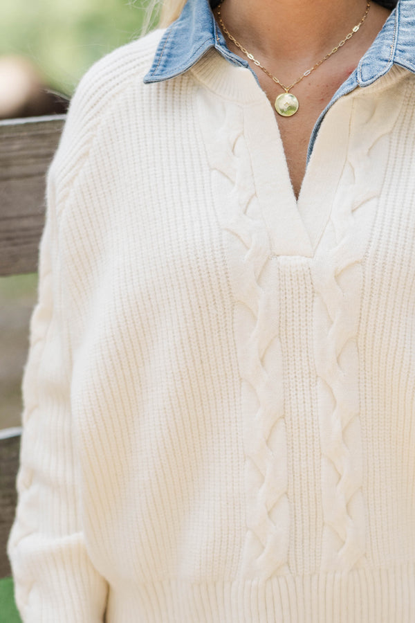 Autumn State Cream Layered Sweater