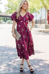 The Prettiest Choice Burgundy Floral Midi Dress