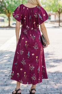The Prettiest Choice Burgundy Floral Midi Dress