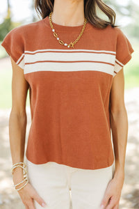 Consider It Done Rust Stripe Sweater