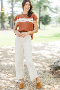 Consider It Done Rust Stripe Sweater