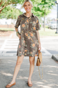 Country Weekend Brown Floral Dress