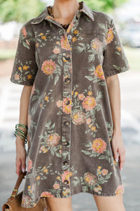Country Weekend Brown Floral Dress