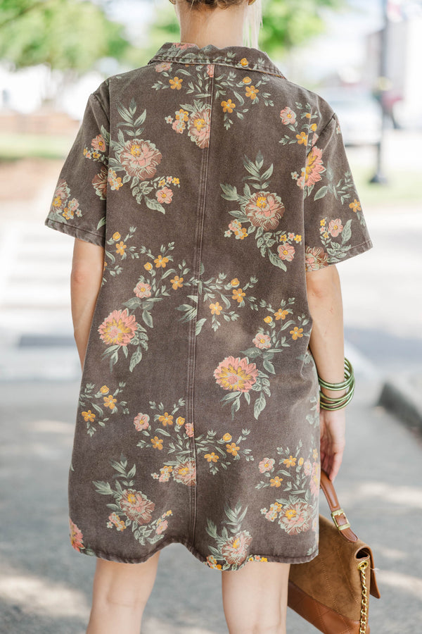 Country Weekend Brown Floral Dress