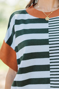 Endless Possibility Green Striped Sweater