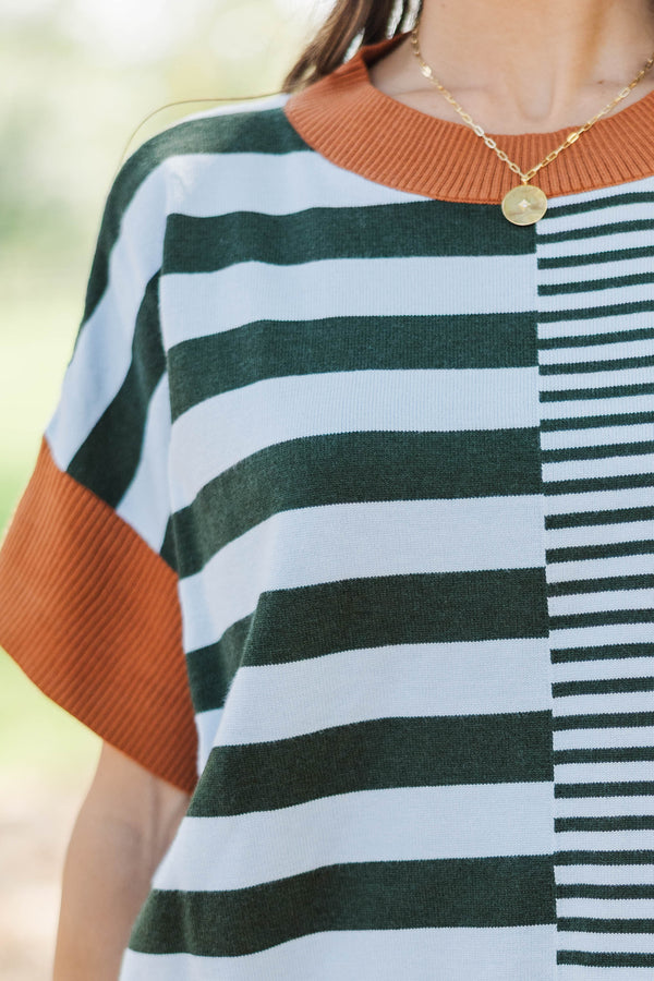 Endless Possibility Green Striped Sweater