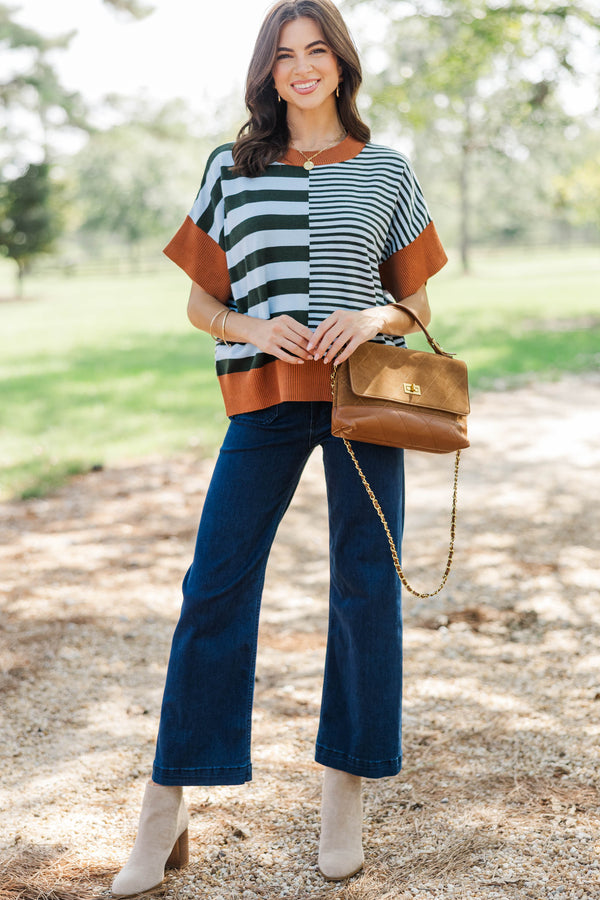 Endless Possibility Green Striped Sweater