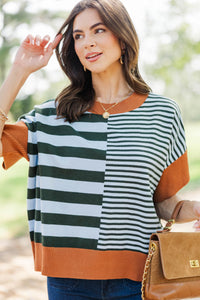 Endless Possibility Green Striped Sweater