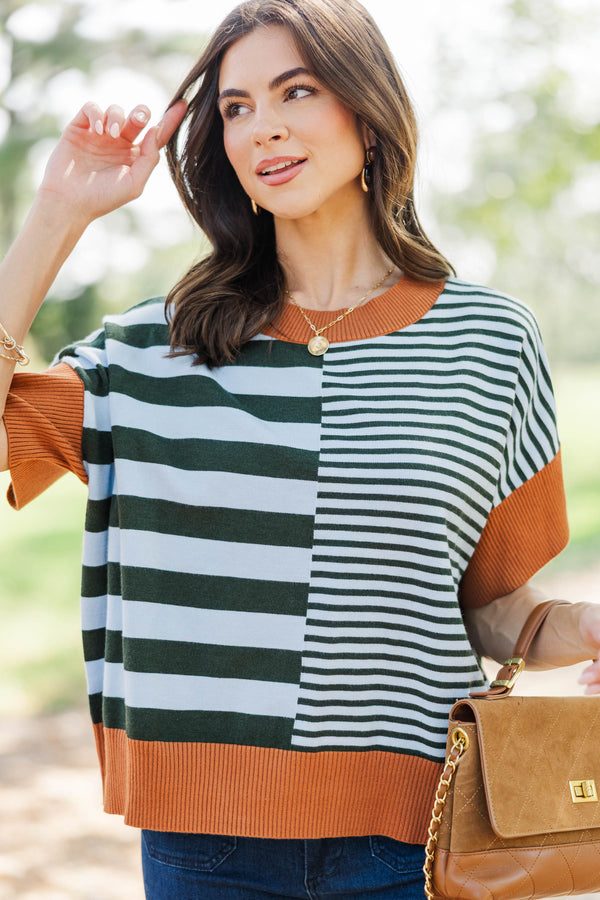 Endless Possibility Green Striped Sweater