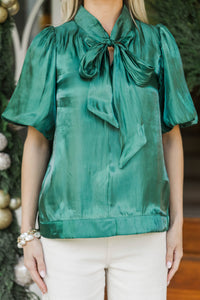 Festive Glow Green Tie Neck Blouse