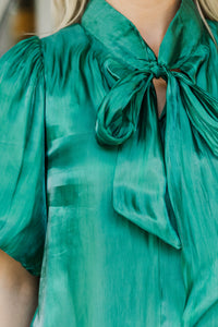 Festive Glow Green Tie Neck Blouse