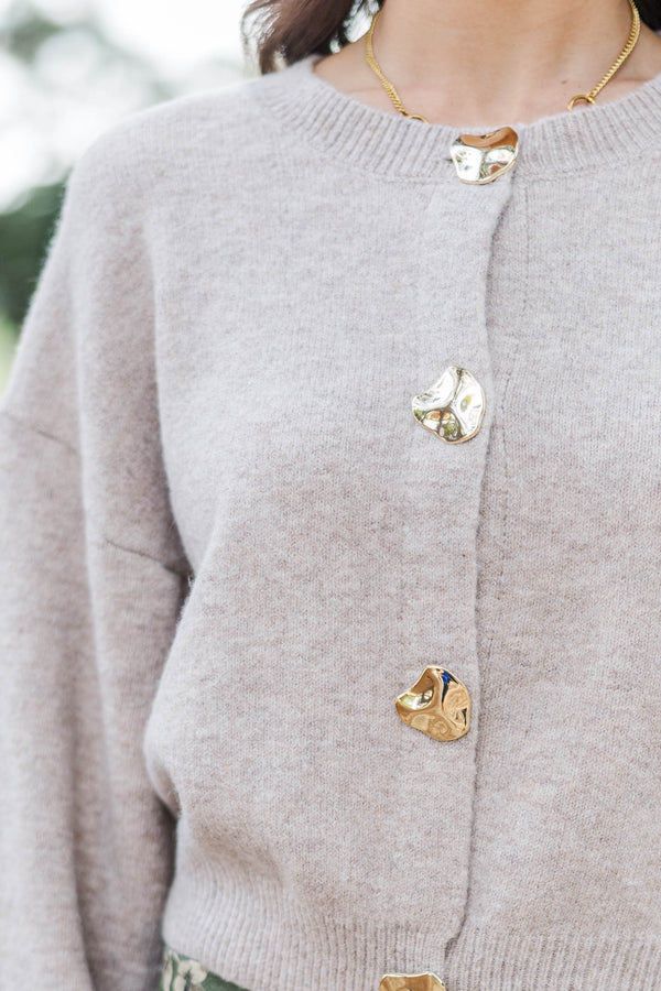 Collected Comfort Taupe Button Up Sweater