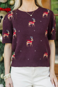 Christmas Chronicle Burgundy Reindeer Sweater