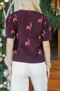 Christmas Chronicle Burgundy Reindeer Sweater
