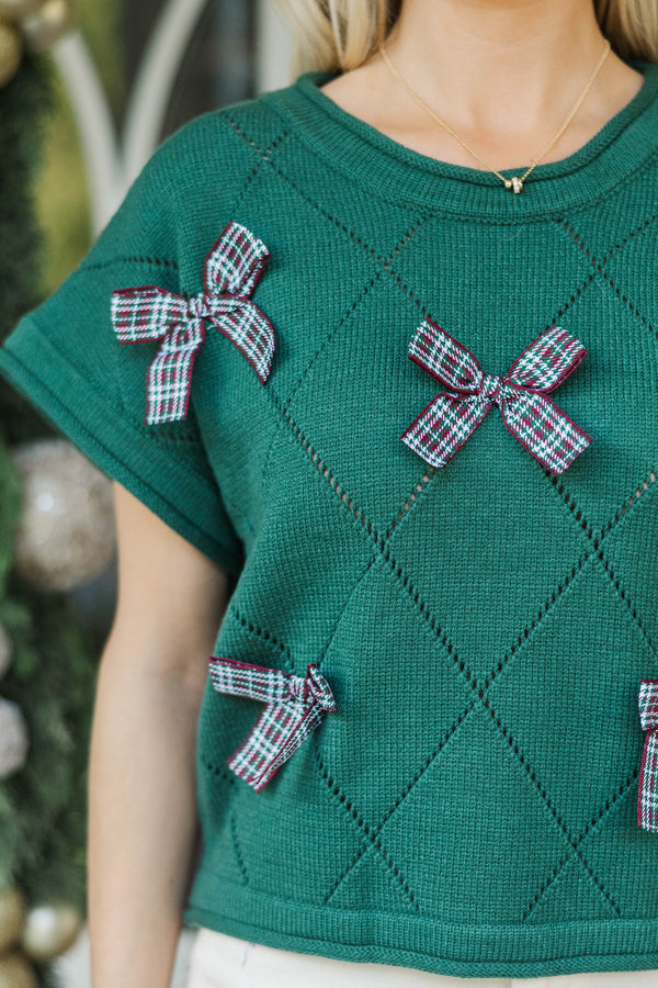 Darling December Green Bow Sweater