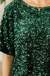 Hidden Jewel Emerald Sequin Blouse