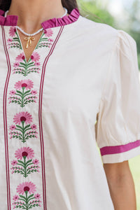 Easy Afternoon Cream Embroidered Blouse
