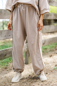 House Favorite Taupe Striped Pants