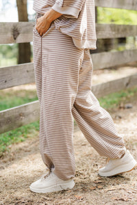 House Favorite Taupe Striped Pants