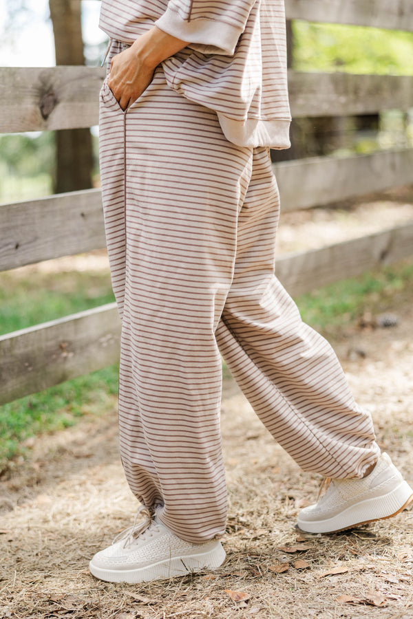 House Favorite Taupe Striped Pants