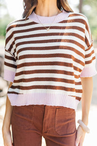 Made With Love Brown & Pink Striped Sweater