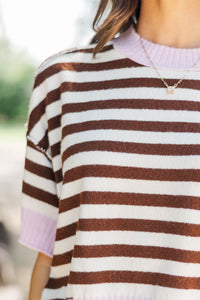 Made With Love Brown & Pink Striped Sweater