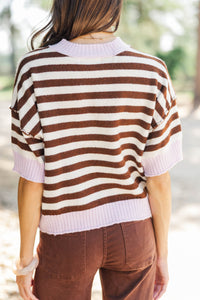Made With Love Brown & Pink Striped Sweater