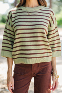 Everyday Comfort Green & Brown Striped Sweater