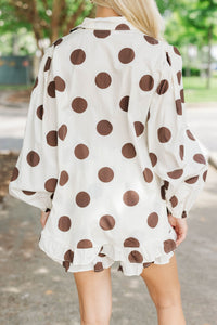 Muse Brown Polka Dot Blouse