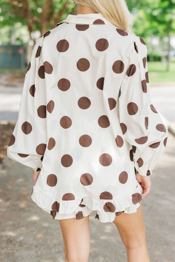 Muse Brown Polka Dot Blouse