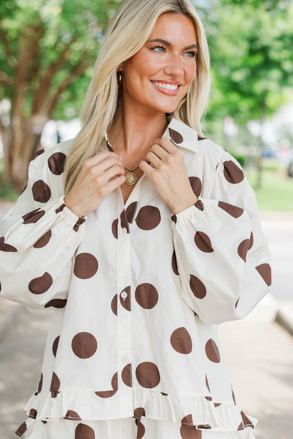 Muse Brown Polka Dot Blouse