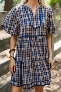 Autumn After Dark Navy Plaid Dress