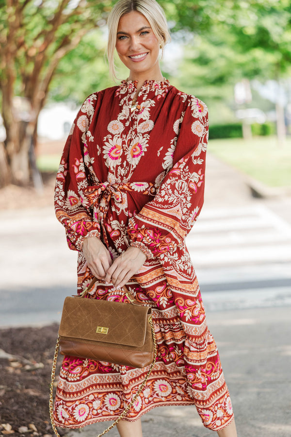 Better In Bloom Burgundy Floral Dress