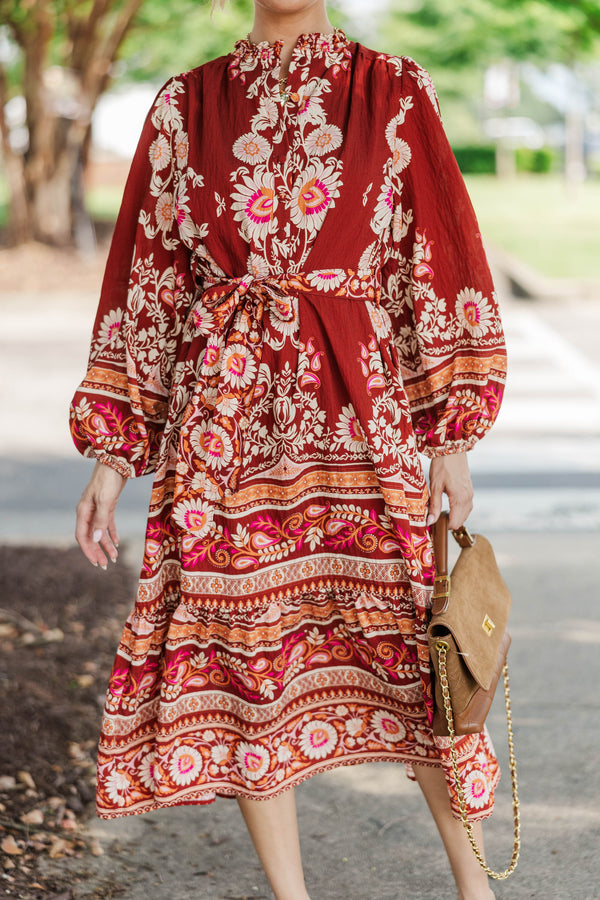 Better In Bloom Burgundy Floral Dress