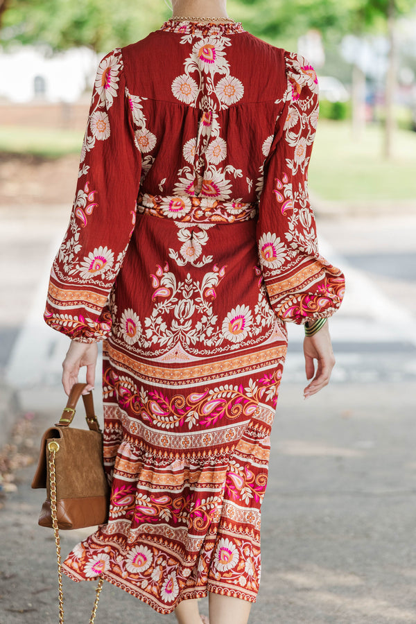 Better In Bloom Burgundy Floral Dress
