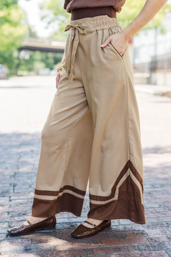 Effortlessly Together Taupe Wide Leg Pants