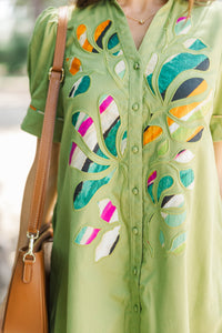 Just Wait For It Green Embroidered Dress