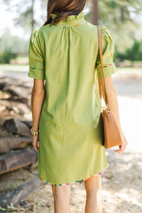 Just Wait For It Green Embroidered Dress